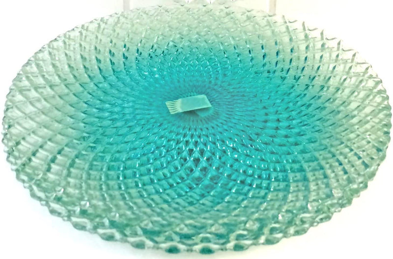Blue Glass Diamond Plate Candle Dish - The Country Christmas Loft