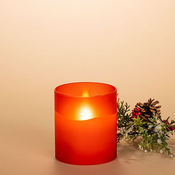 Frosted Glass Candle Red Small - The Country Christmas Loft