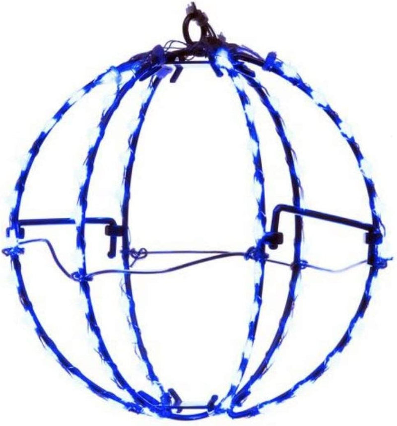 Blue LED Foldable Metal Sphere - 6 Inch - The Country Christmas Loft