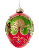 Glass Egg Ornament - 120mm - Red and Green - The Country Christmas Loft