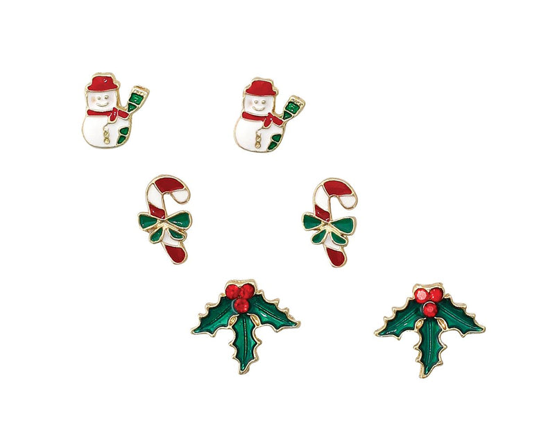 Snowmen, Candy Canes And  Holly - Earrings